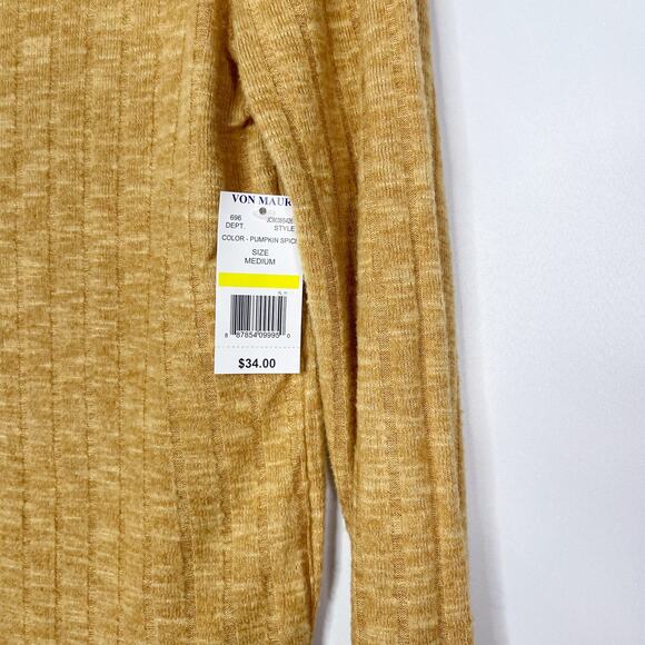 New Chance or Fate Medium Pumpkin Spice Orange Mock Neck Long Sleeve Ribbed Top - Picture 5 of 9